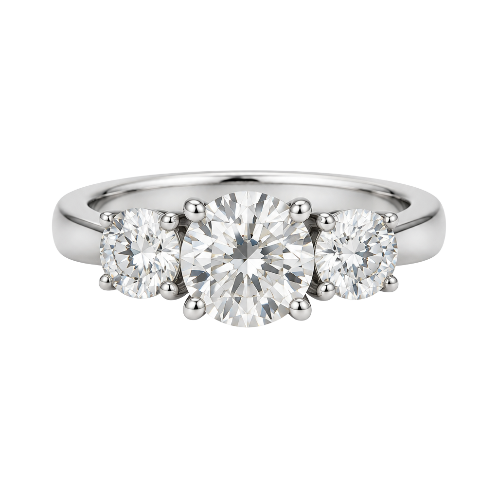 Y2K Vintage Three-Stone Cubic Zirconia Ring Silver Tone 1