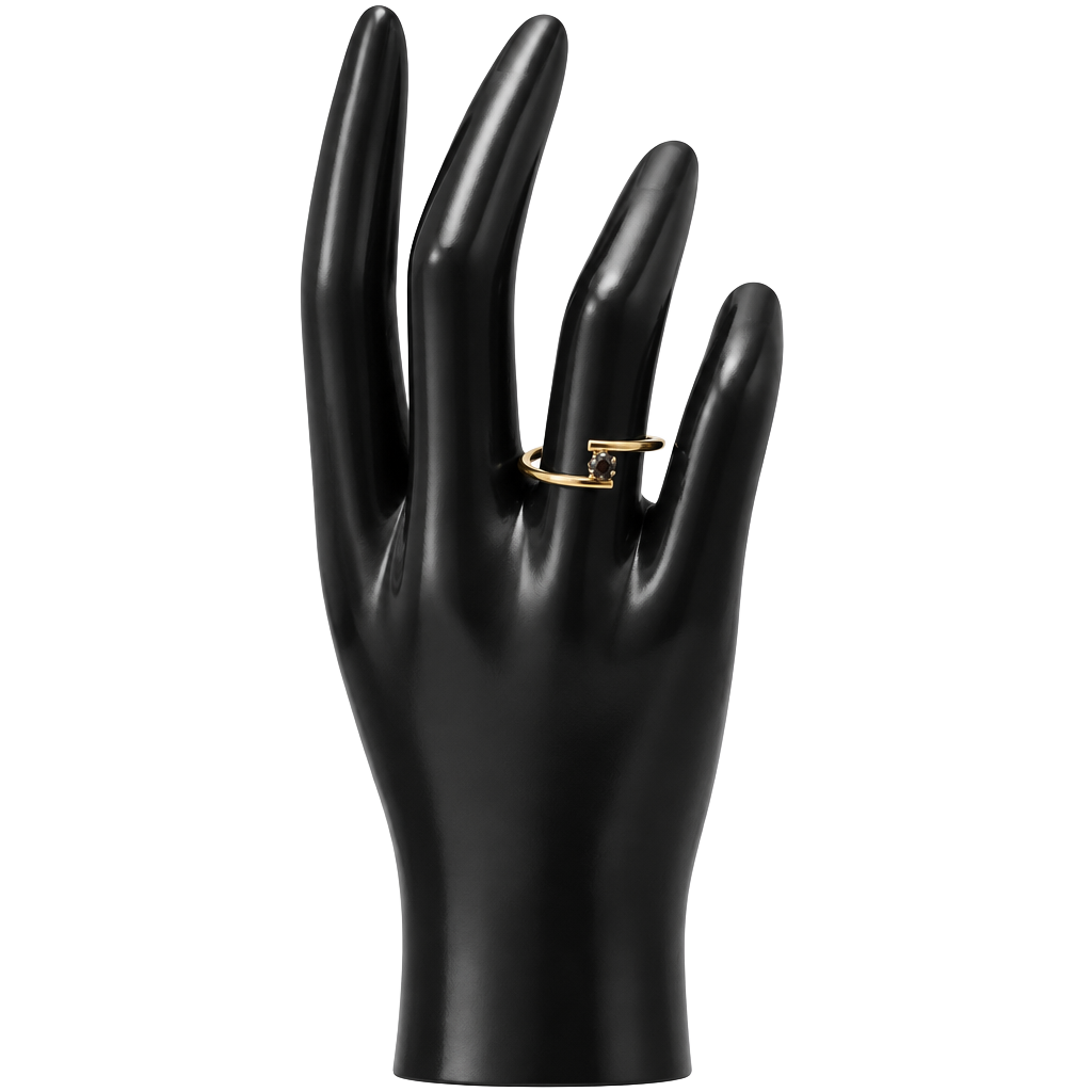 Gold Tone Black Stone Crossover Ring 1