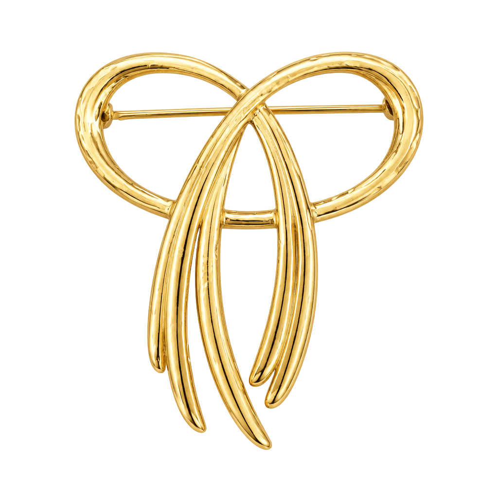 Trifari Gold Tone Bow Ribbon Vintage Brooch Pin 1