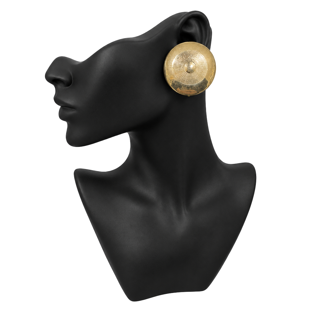 Vintage Gold Tone Concentric Circles Clip On Earrings 1