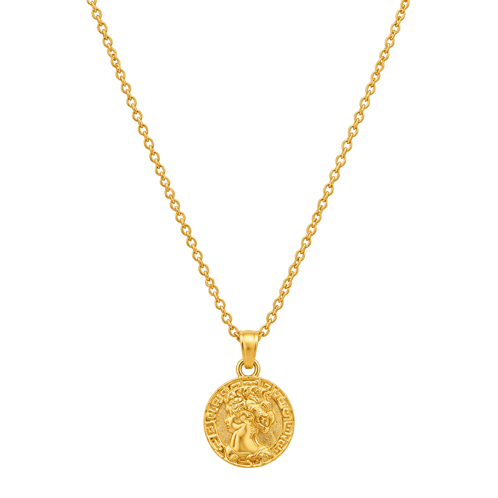 Upcycled Stainless Steel Gold Tone Coin Pendant Necklace Elizabeth II Australia 1