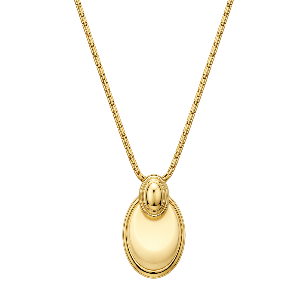 Sarah Coventry Vintage Gold Tone Oval Pendant Necklace 1