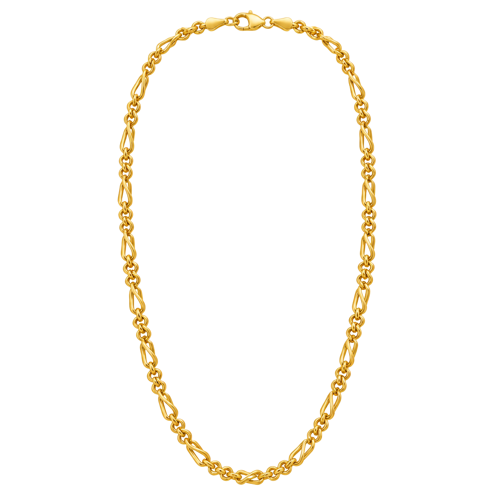 Vintage 90s Figaro Link Chain Necklace 24K Gold Plated 1