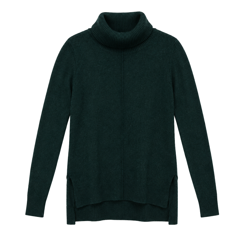 St. Tropez West Cashmere Turtleneck Sweater Size L Green 1