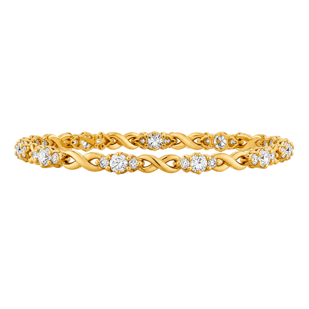 Gold Tone Rhinestone X Link Tennis Bracelet 1