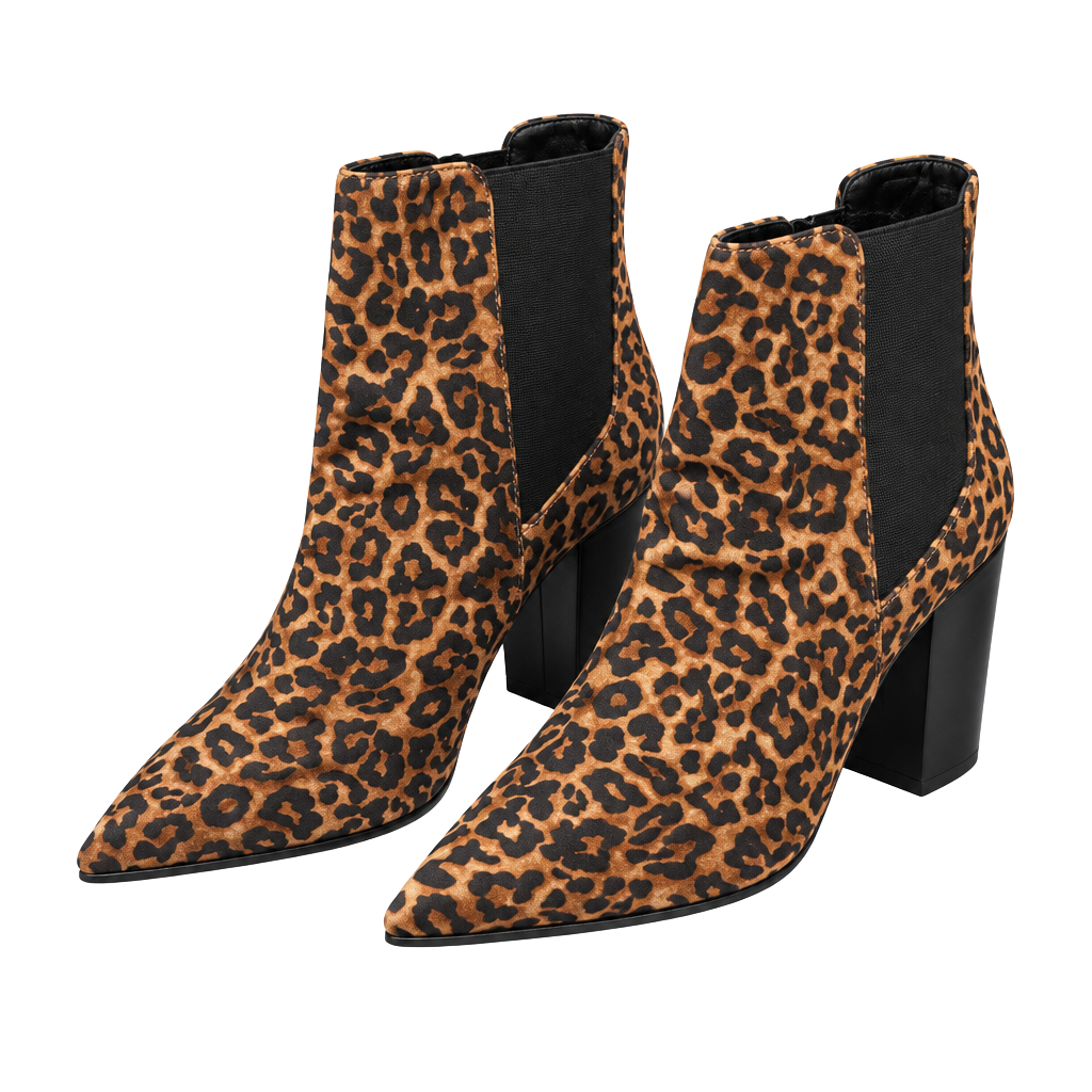 Kittenish Leopard Print Pointed Toe Booties Size 11 1