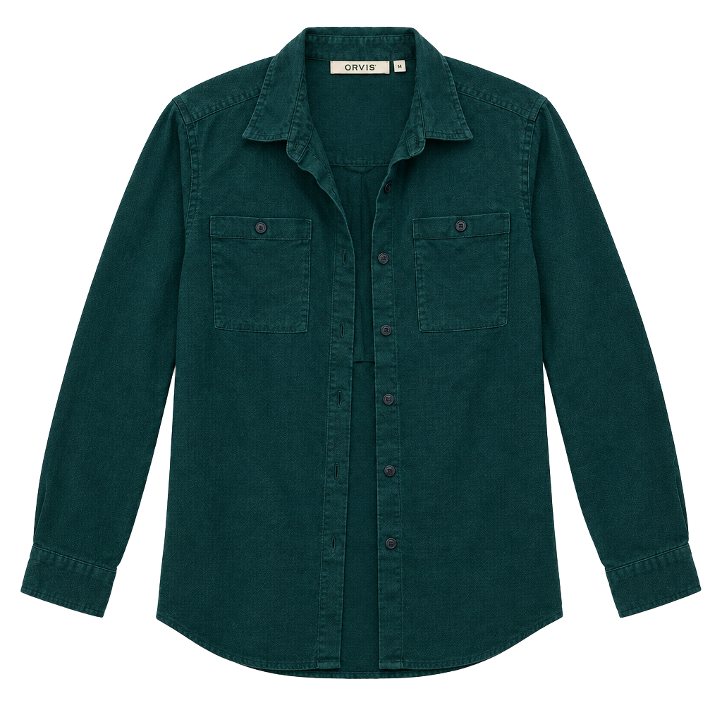 Orvis Button Down Shirt Size S Green Linen Blend 1