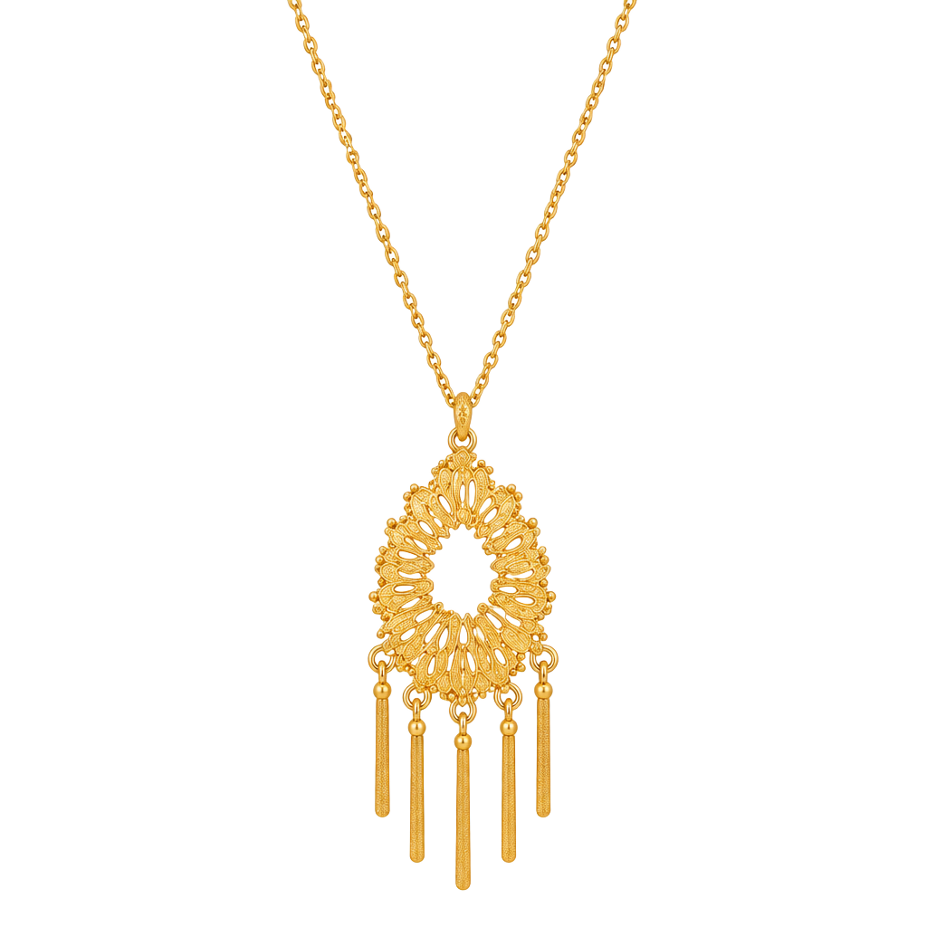 Upcycled Vintage 1970s Gold Tone Boho Ornate Pendant Necklace 1