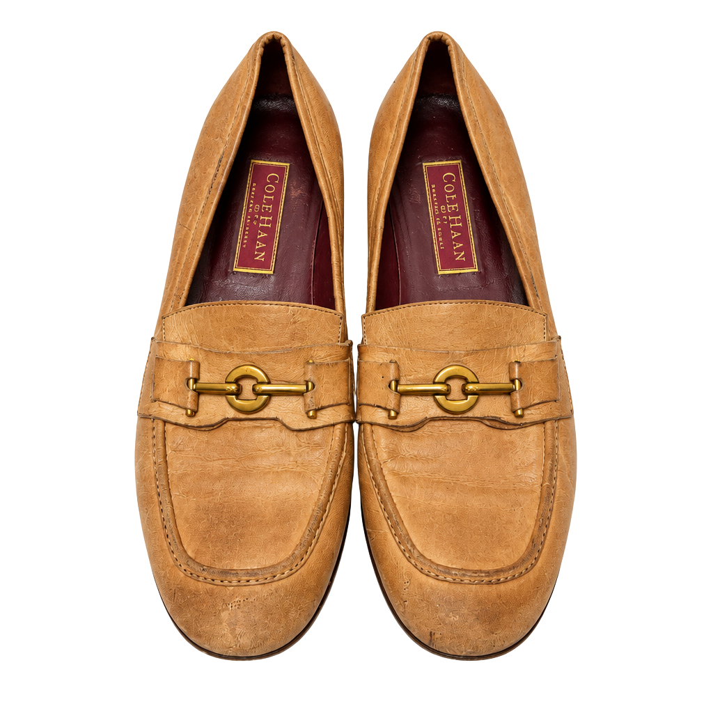 Cole Haan Vintage 1990s City Wedge Loafers Size 9 B Tan Leather 1