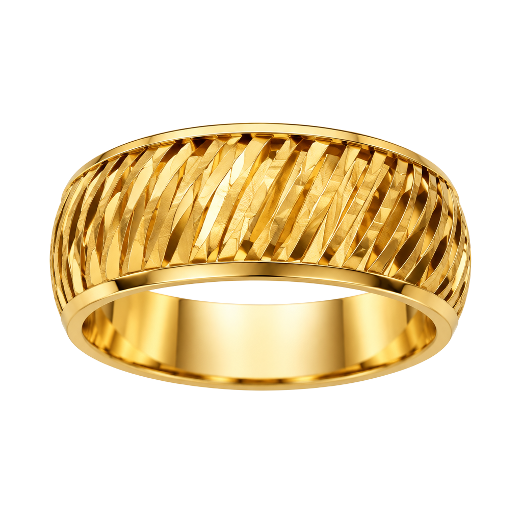 Vintage 1980s Gold Tone Wide Ribbed Slanted Cuff Bracelet 1
