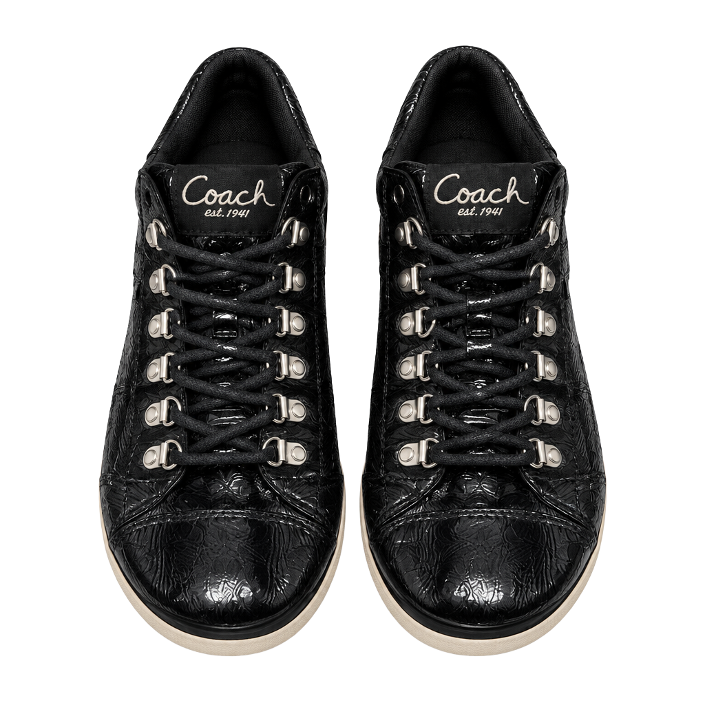Coach Gwendolyn Size 9.5B Black Patent Leather Sneakers 1