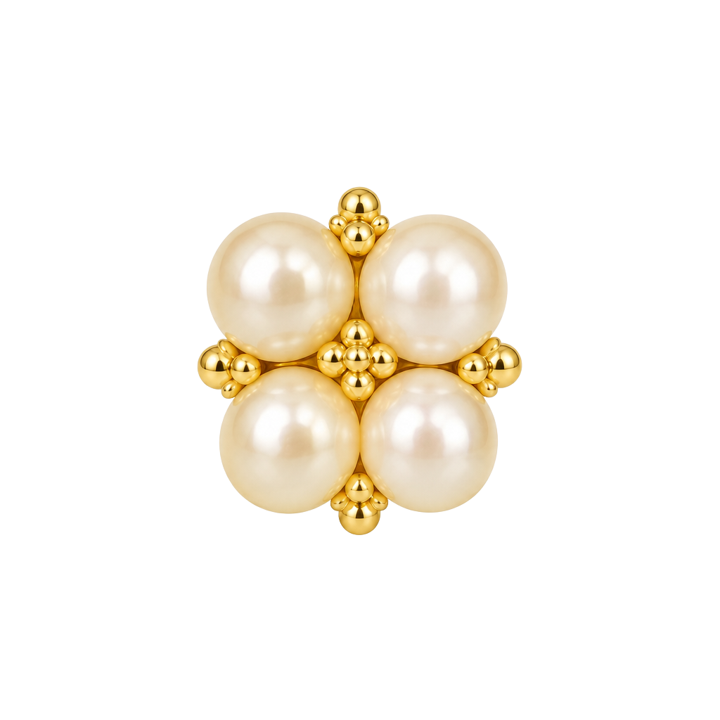 Destine Austrian Crystal Pearl Cluster Gold Tone Stud Earrings 1