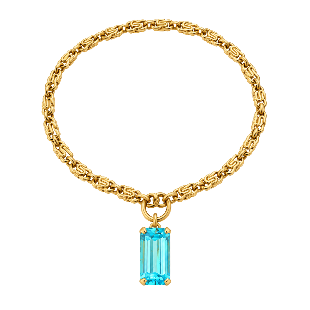 Vintage 1960s German Silver Tone and Brass Blue Gemstone Charm Bracelet 1