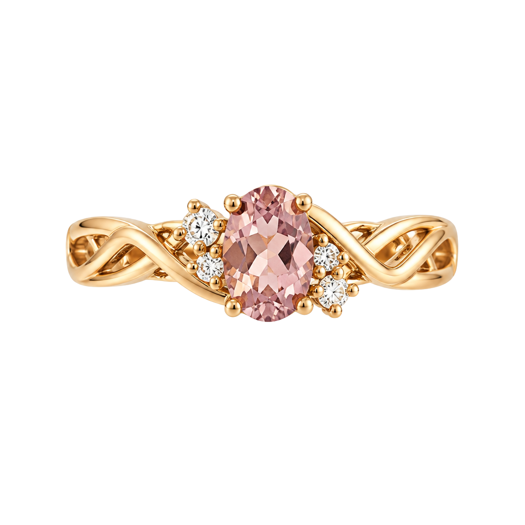 Vintage 1980s RSC Marquise Pastel Stone Rose Gold Ring 1