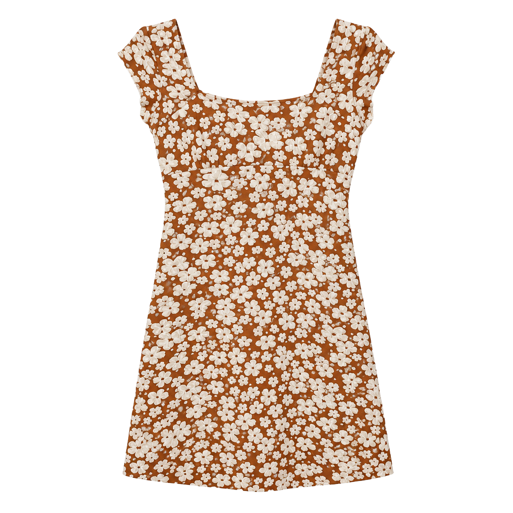 Altar'd State Floral Mini Dress Size M Brown White Daisy Milkmaid 1