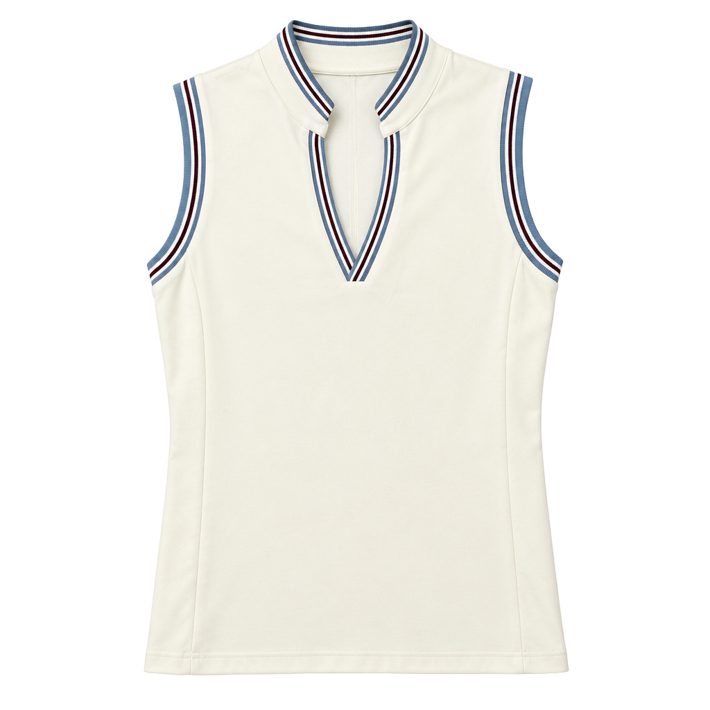 RLX Ralph Lauren Golf Sleeveless Polo Size M White Multi Striped 1