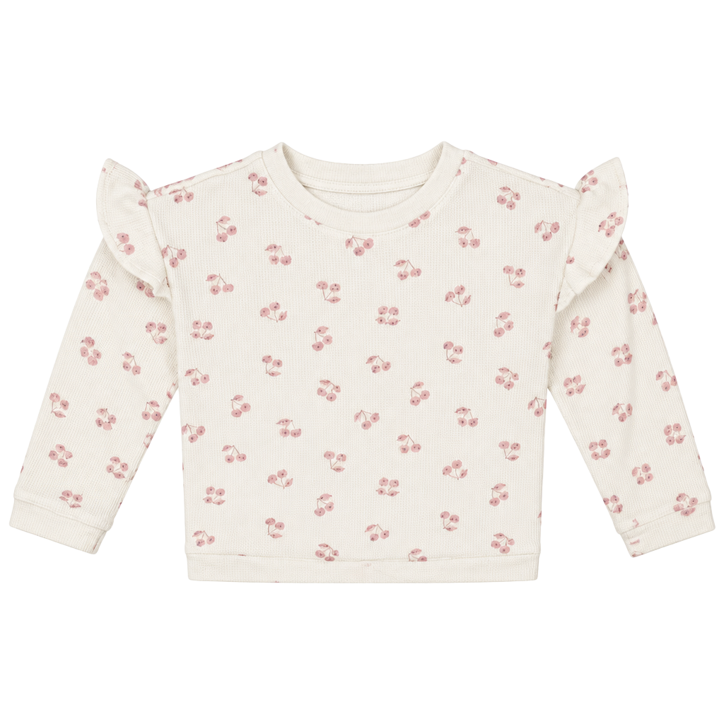 Carter's Thermal Pullover Size 3T Cherry Print Ruffle Shoulder 1