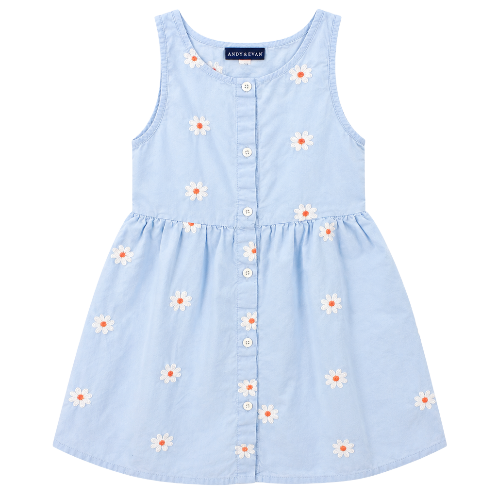 Andy & Evan Dress Size 6X Light Blue Daisy Embroidered 1