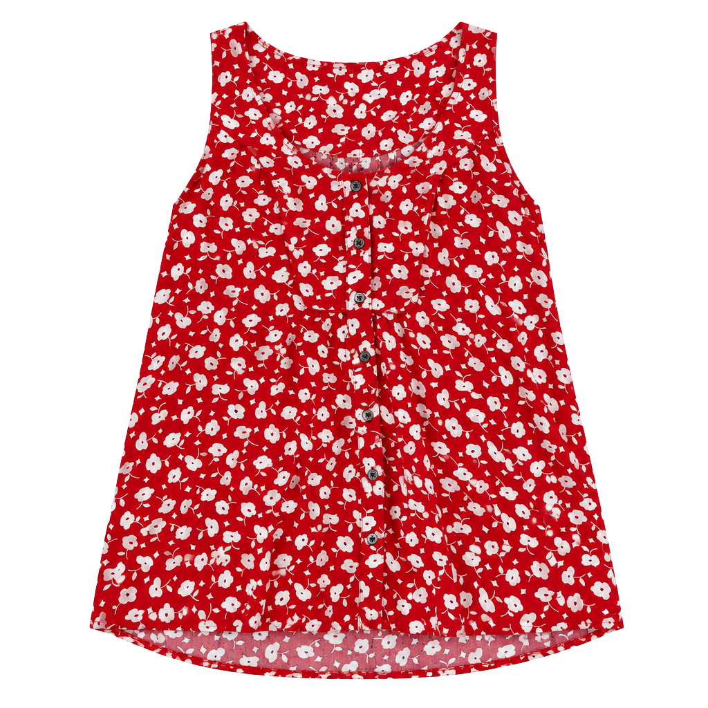 Maeve by Anthropologie Red Floral Button-Down Sleeveless Top, Size 0 1