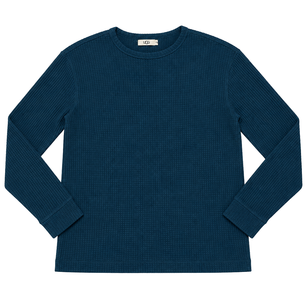 UGG Waffle Thermal Long Sleeve Crew Neck Size L Blue 1
