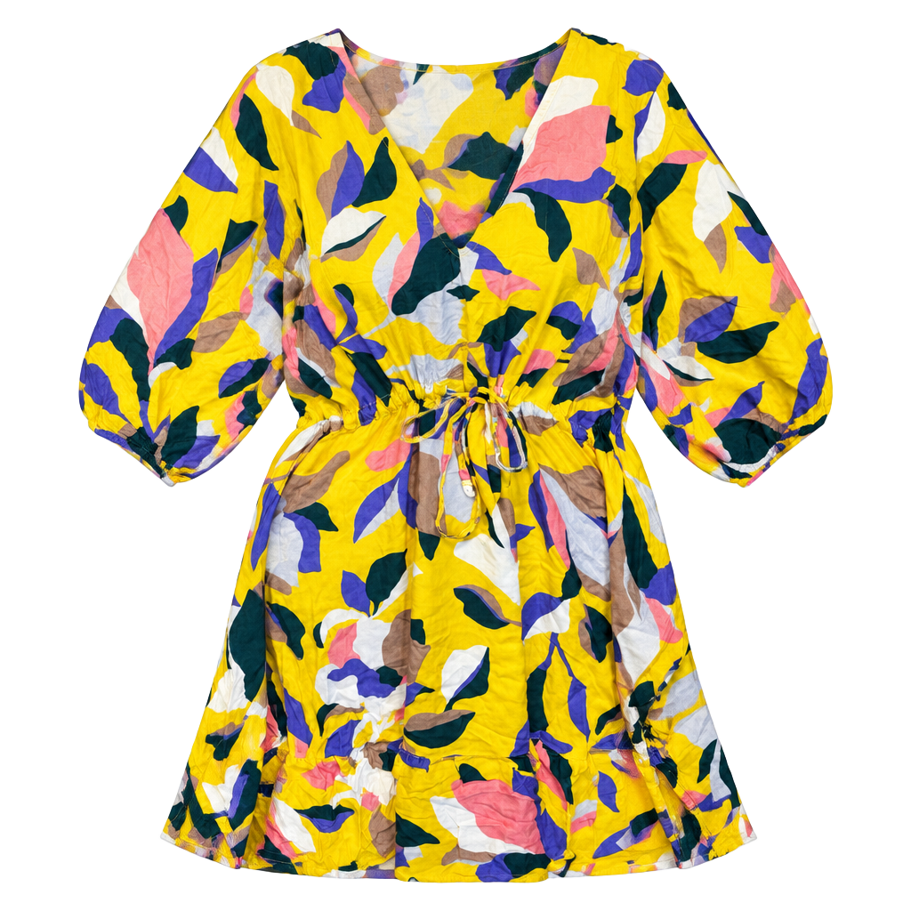 Maaji Cover Up Dress Size S/mile Yellow Multi Leaf Print 1