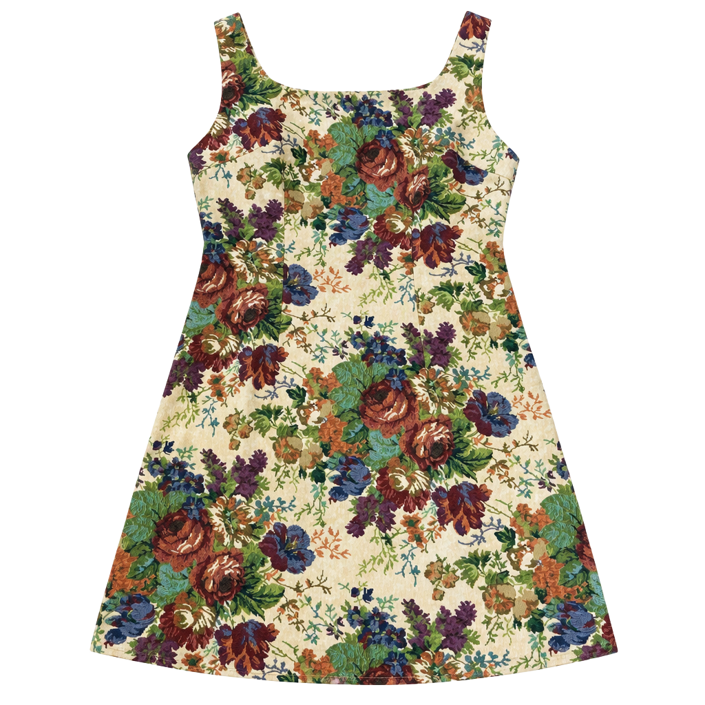 NWT COMMENSE Vintage Floral Tapestry Square Neck Mini Dress in size Large. 1