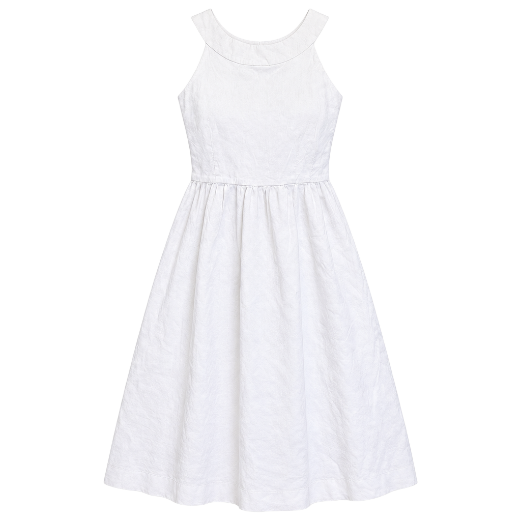 Theory Dress Size 8 White Linen Blend Halter Midi Sleeveless 1
