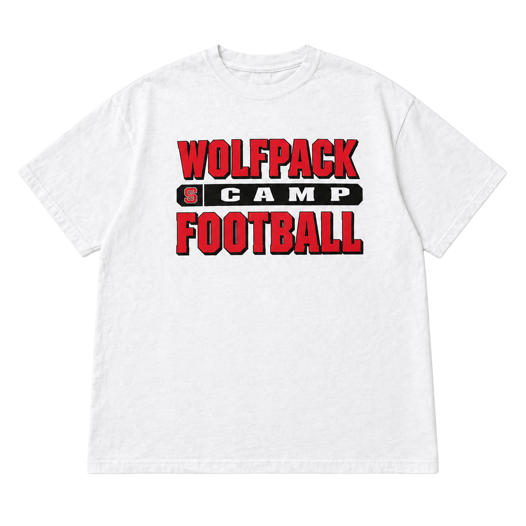 Vintage NC State Wolfpack Football Camp T Shirt L Gildan 90s NCAA College Red 1