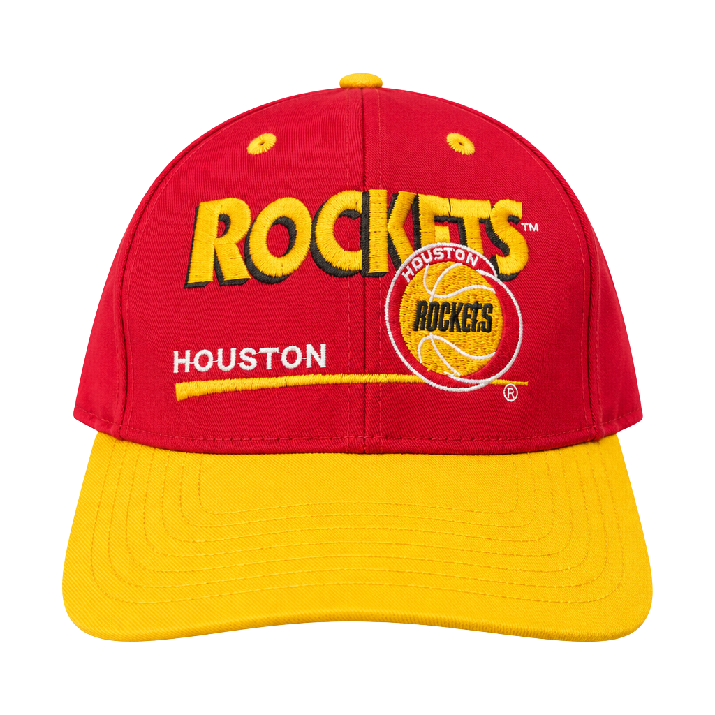 Twins Houston Rockets Snapback Hat One Size Red Yellow NBA Vintage 1