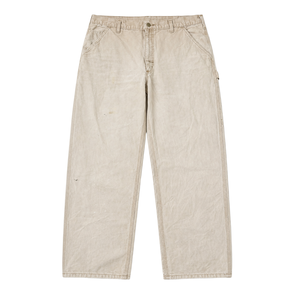 Carhartt Vintage Distressed Tan Canvas Work Pants Carpenter Dungarees Size 36x30 1