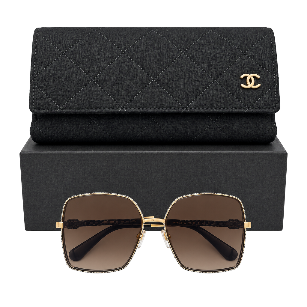 New Authentic CHANEL 4288Q C125/S2 Sunglasses Denim Gold Gradient Polarized 1