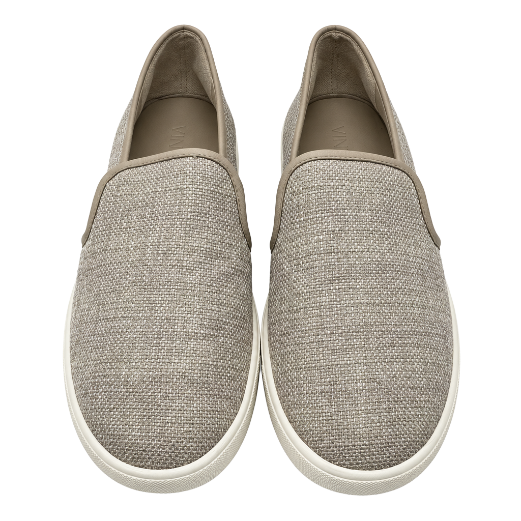Vince Preston Slip-On Sneakers Beige Woven Linen Size 7.5 1