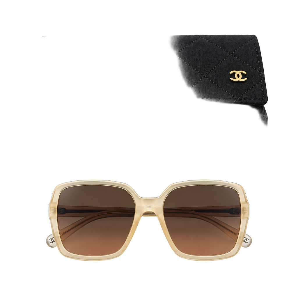 Authentic New Chanel Interlocking CC Logo Square Sunglasses 5505 Brown 1