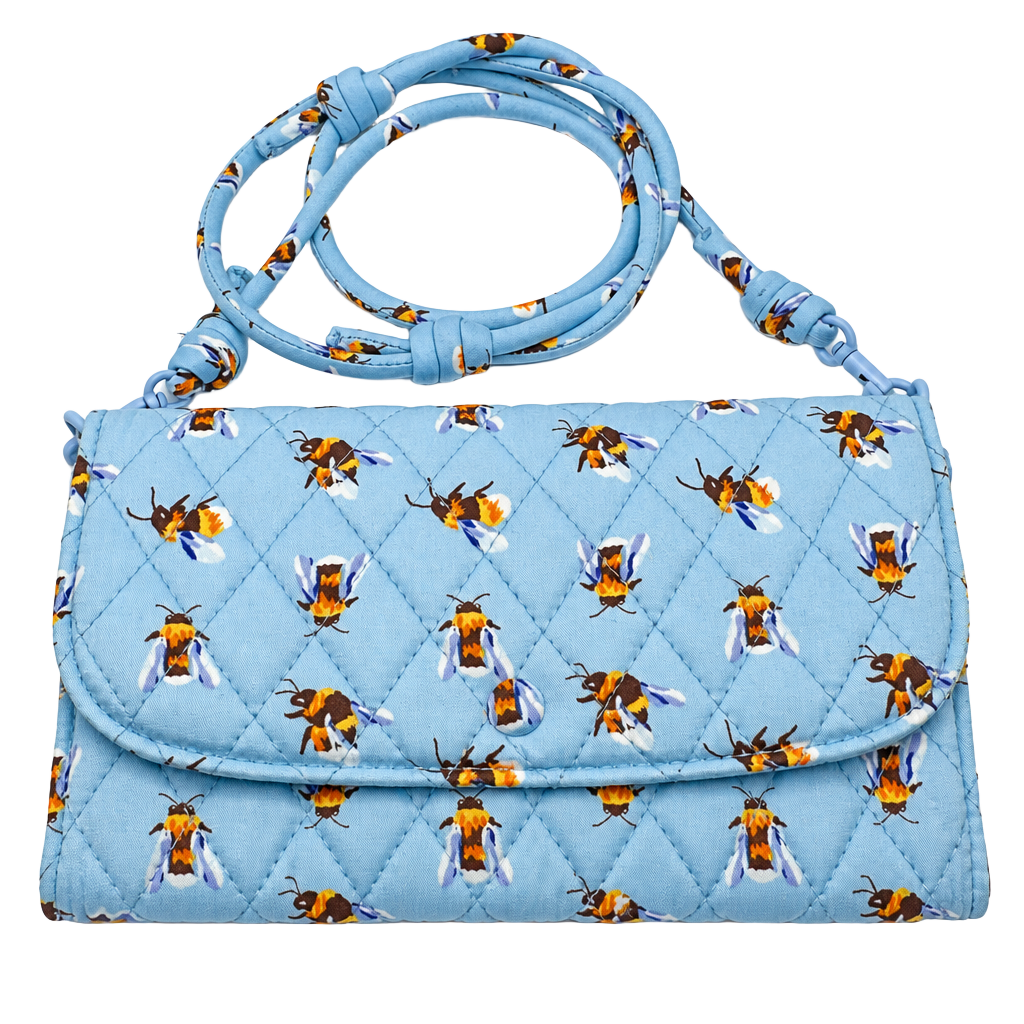 Vera Bradley Wildwood Wallet Crossbody Bee's Knees Quilted Blue 1