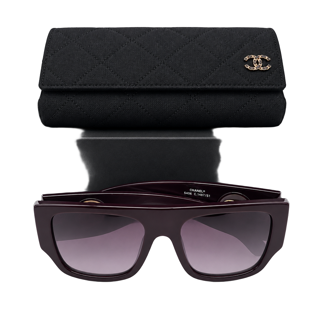 New Authentic Chanel Square Sunglasses 5549 Burgundy Gold CC 1