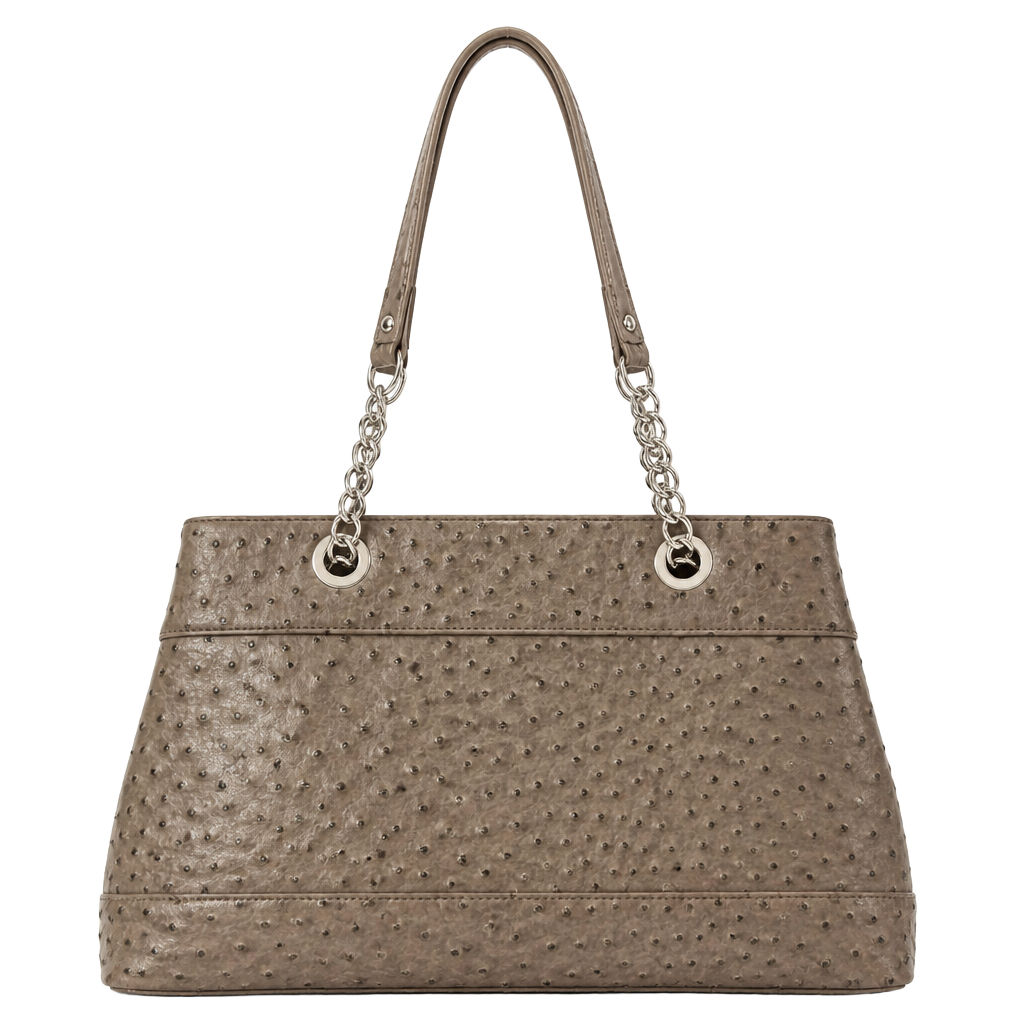 Kelly & Katie Tan Faux Ostrich Leather Shoulder Bag Purse Tote - NWOT 1
