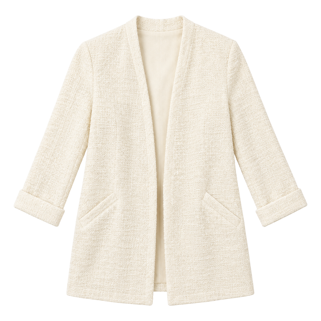 Torrid Open Front Cardigan White Textured Pocket Roll Sleeve 1