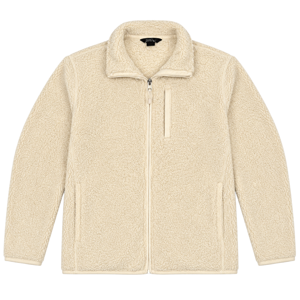 Eddie Bauer Cream Sherpa Fleece Jacket Full Zip Small 1