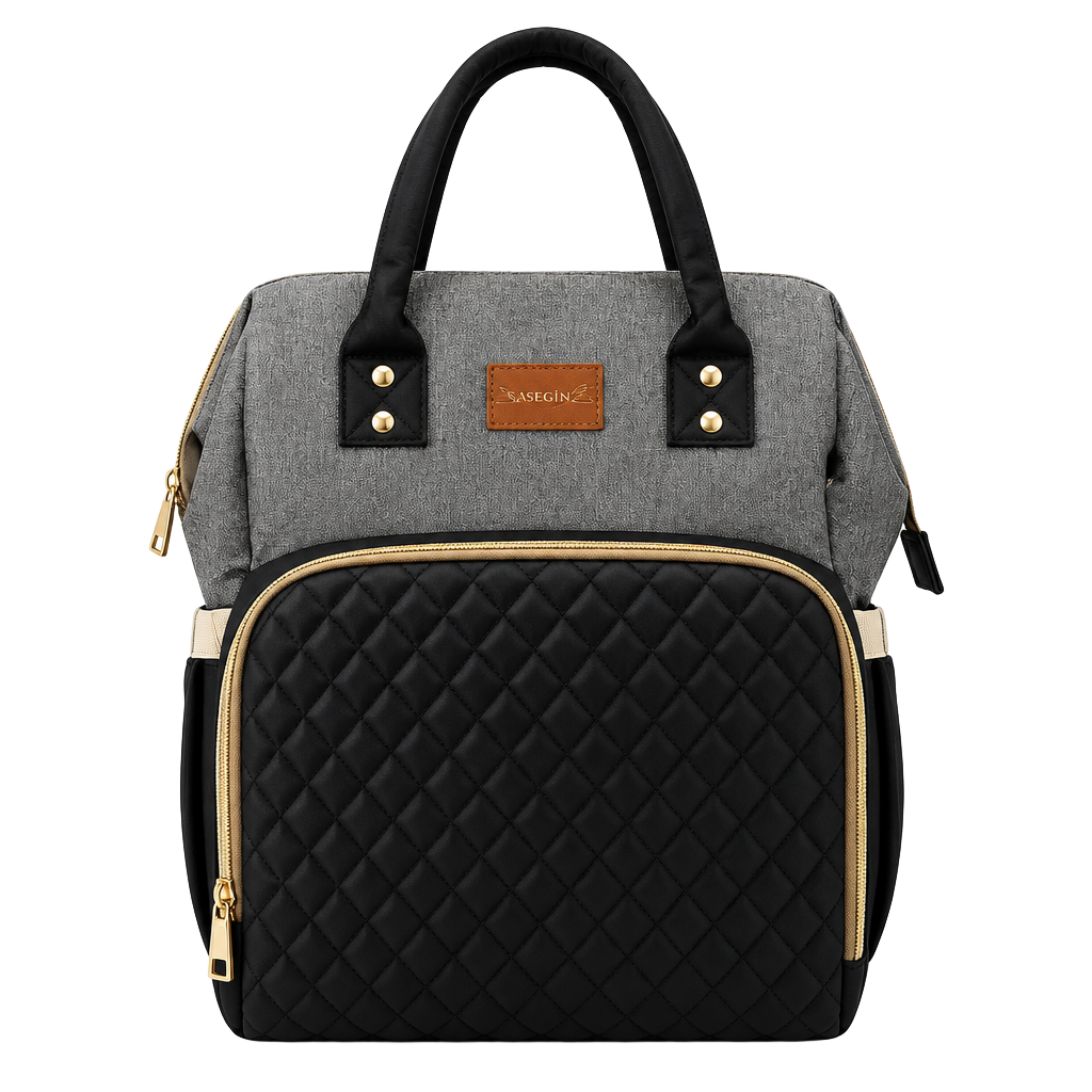Kasegin Diaper Bag Backpack with Changing Station Gray Black 1