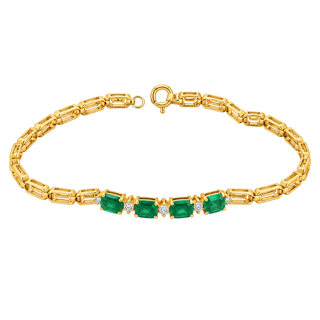 A. M. G. Green Agate And Diamond 925 Sterling Silver Bracelet 1