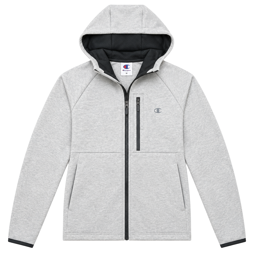 Champion Double Knit Zip Up Hoodie Heather Grey XL 1