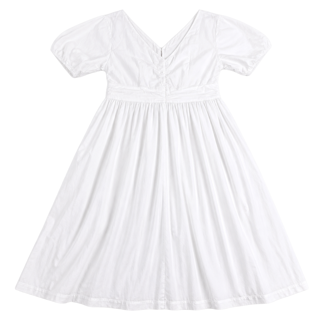 STAUD Jackson Midi Dress White Size 16 Poplin Pleated 1
