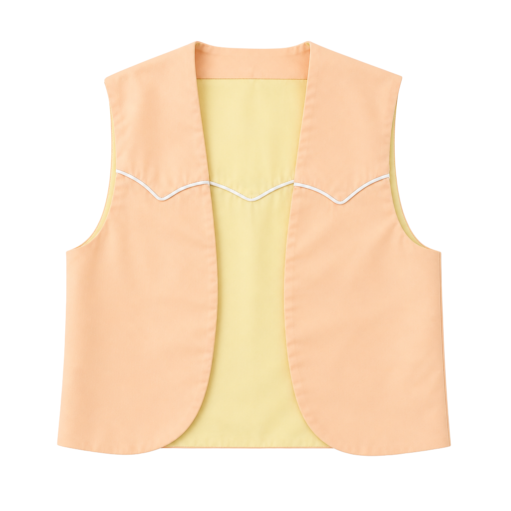 Vintage Reversible Western Yoke Sleeveless Vest Peach Yellow 1