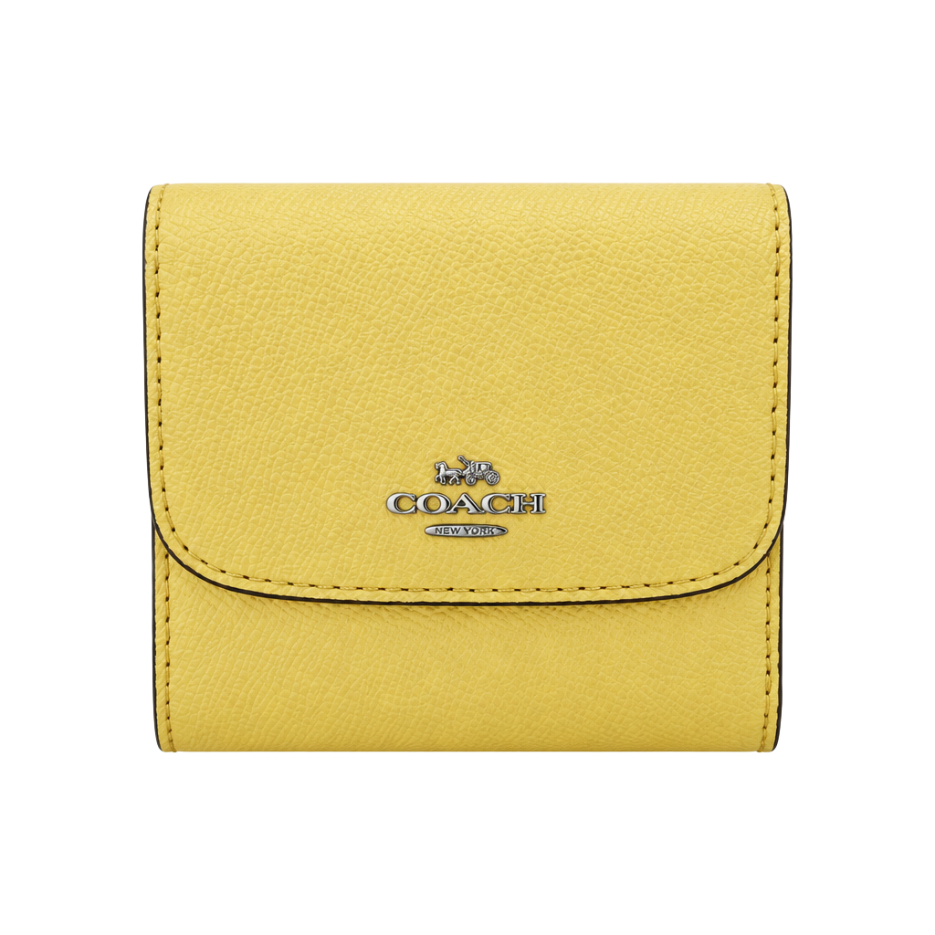 Coach Snap Wallet Retro Yellow Floral Leather Trifold F29930 1