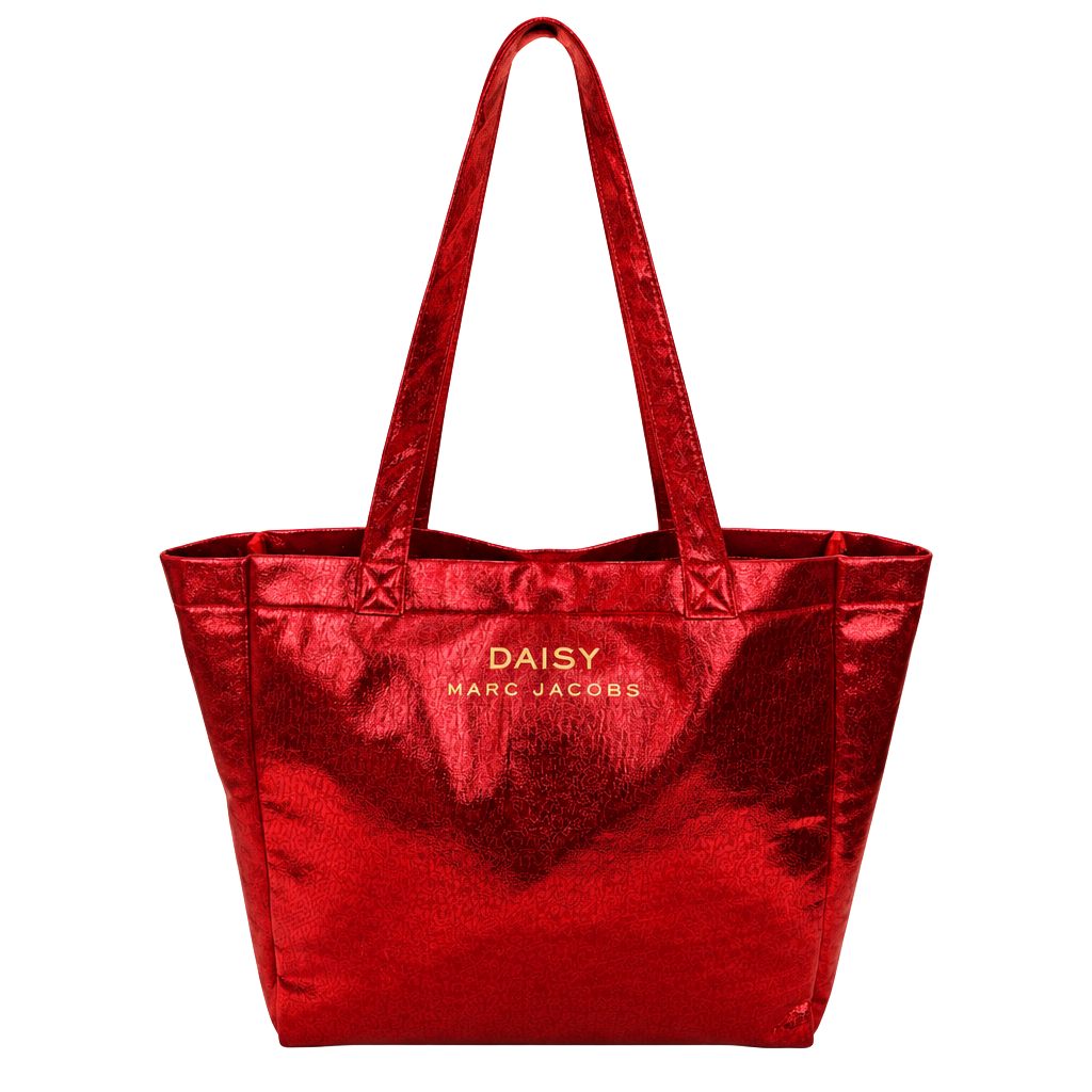 Marc Jacobs Daisy Red Metallic Tote Shopping Bag 1