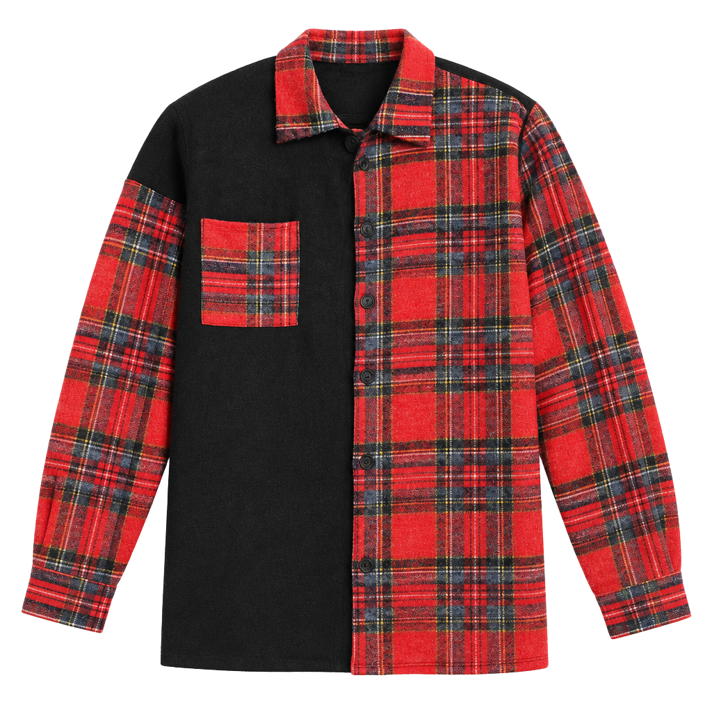Hemish USA Plaid Spliced Button Down Shirt Jacket size small 1