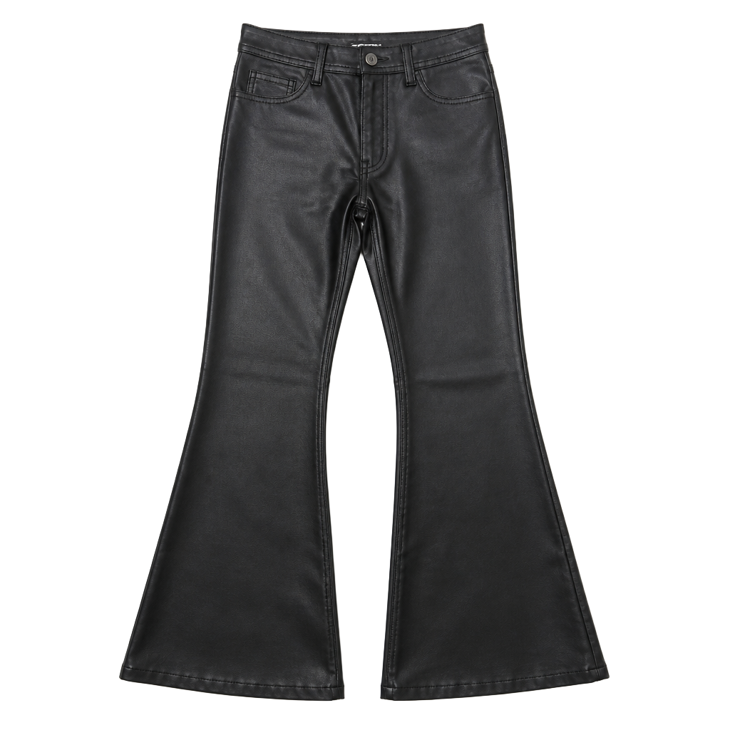 JC Deco Faux Leather Flare Pants Size M Black 1