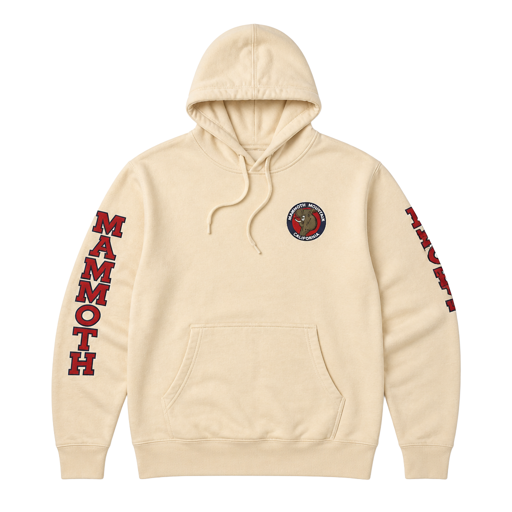 Mammoth Mountain White Hoodie with Sleeve Print and Chest Patch Size M 1