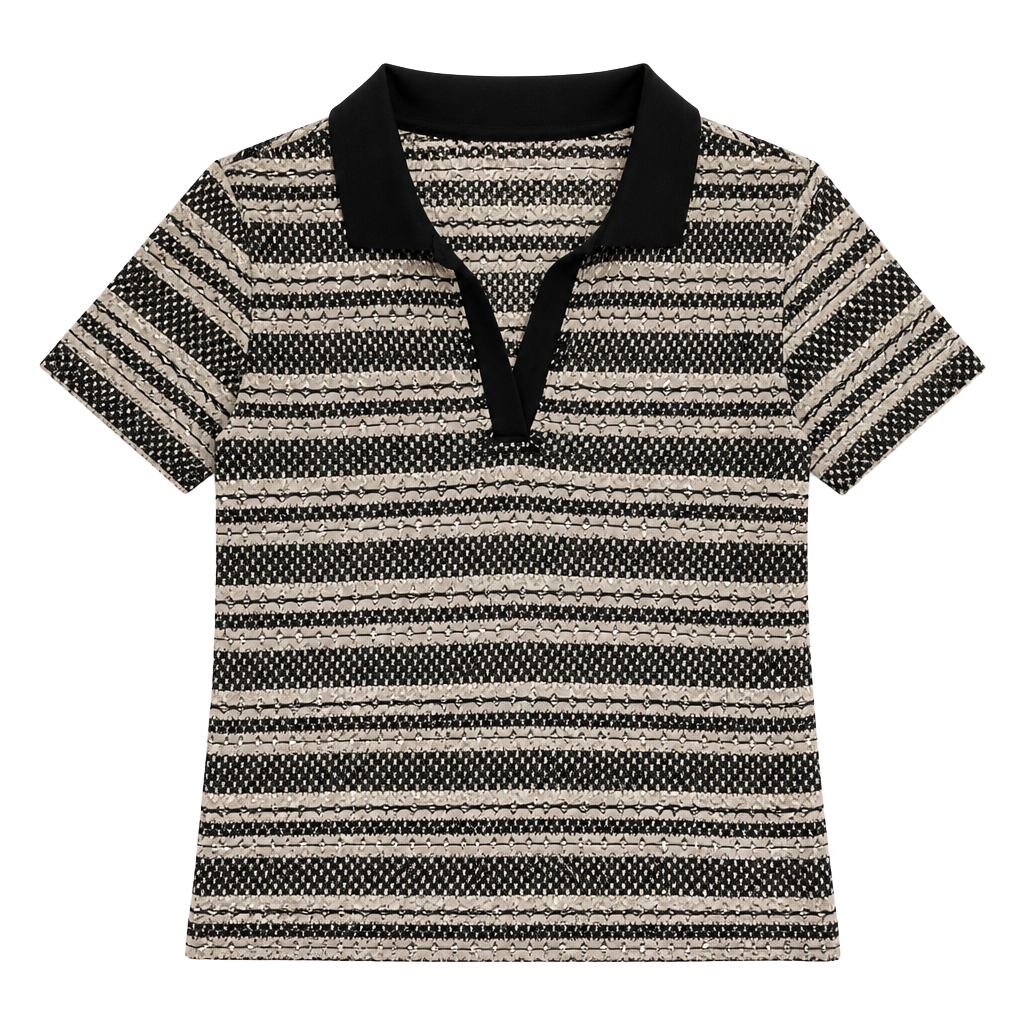 Forever 21 Men Geo Striped Crochet Knit Polo Shirt Size M 1