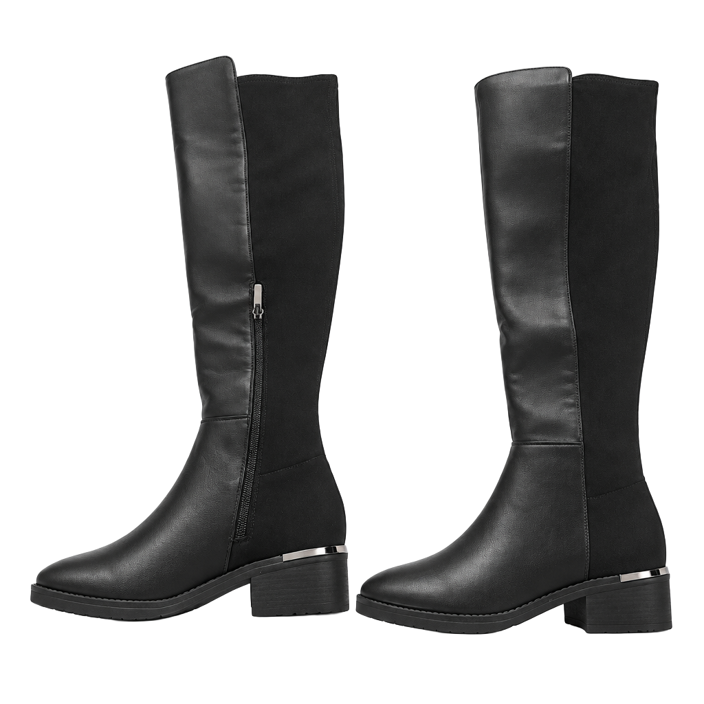 Women Black Over the Knee High Boots Chunky Heel 1